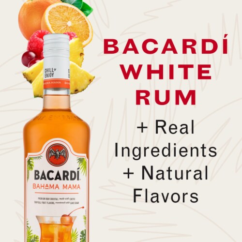 Bacardi Premium Bahama Mama Rum Ready to Drink Cocktail Single Bottle Perspective: top