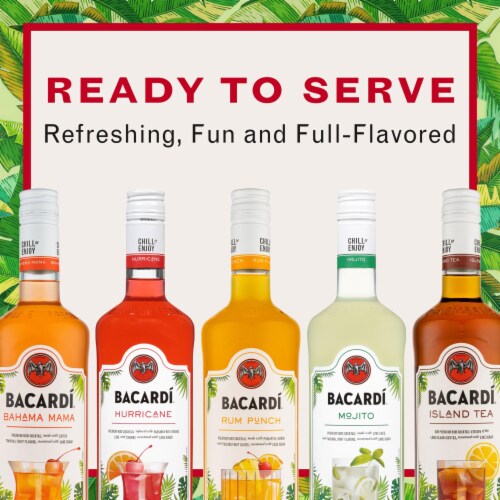 Bacardi Premium Hurricane Rum Ready to Drink Cocktail Single Bottle Perspective: top