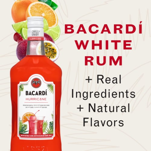 Bacardi Premium Hurricane Rum Ready to Drink Cocktail Single Bottle Perspective: top