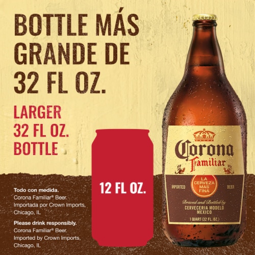 Corona Familiar Lager Mexican Beer Single Bottle Perspective: top