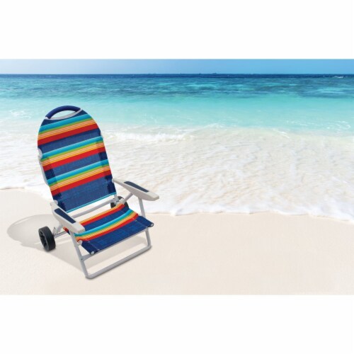Rio Brands Transporter 5 Position Striped Steel Folding Beach Chair 1 Kroger