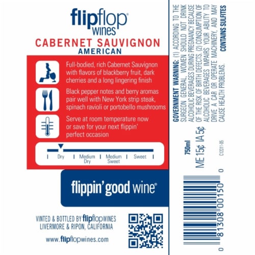 Flipflop Cabernet Sauvignon California Red Wine Perspective: top