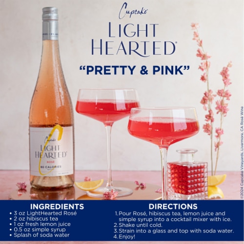 Cupcake® Vineyards Light Hearted® Rose Low Calorie Wine Perspective: top