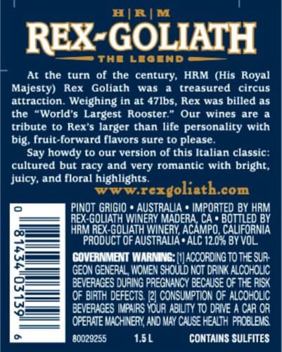 Rex Goliath Pinot Grigio White Wine Perspective: top