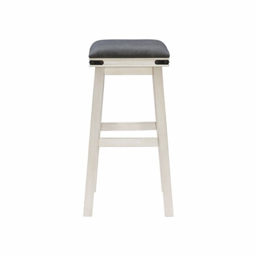 Linon Serrano 30  Wood Backless Barstool in Off White Perspective: top
