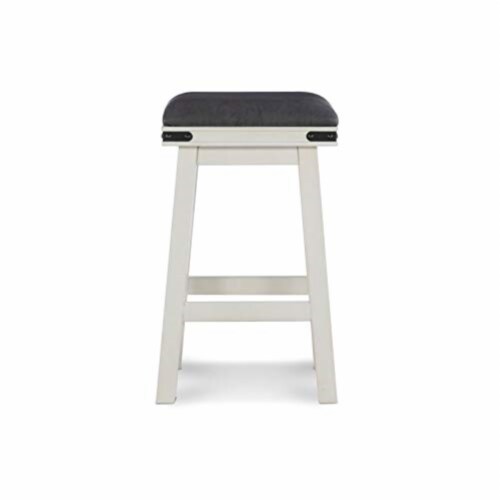 Linon Serrano 24  Wood Backless Counter Stool in Off White Perspective: top