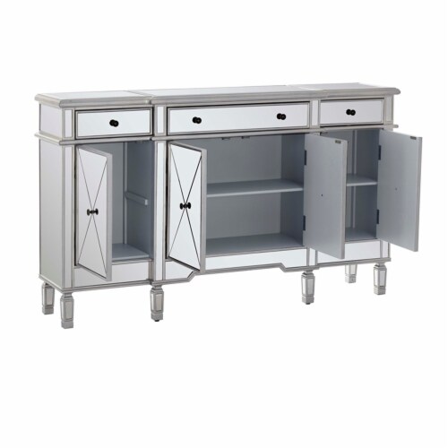 Linon Tally Mirrored Wood Console in Silver Perspective: top