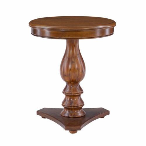 Linon Bree Wood Accent Side Table in Hazelnut Brown Perspective: top