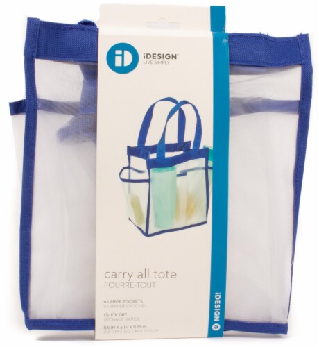 InterDesign Mesh Shower Tote - White/Mazarine Blue Perspective: top