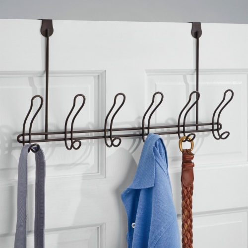 InterDesign Classico Over-the-Door 6-Hook Towel Rack - Bronze Perspective: top