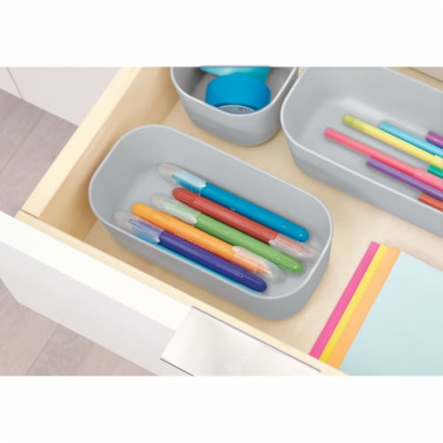 iDesign Eco Recycled Plastic Compact Drawer Bin - Gray Perspective: top