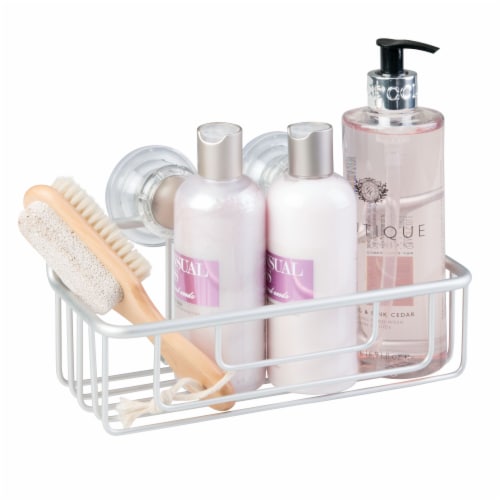 iDesign Metro Aluminum Turn-N-Lock Suction Basket - Silver Perspective: top