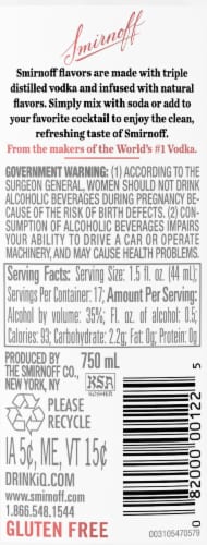 Smirnoff Cranberry (Vodka Infused With Natural Flavors) Perspective: top
