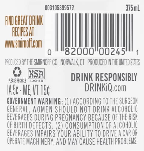 Smirnoff Pineapple (Vodka Infused With Natural Flavors) Perspective: top