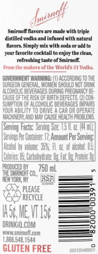 Smirnoff Citrus (Vodka Infused With Natural Flavors) Perspective: top