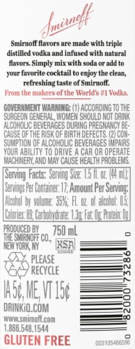 Smirnoff Lime (Vodka Infused With Natural Flavors) Perspective: top