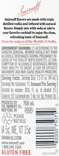 Smirnoff Peach (Vodka Infused With Natural Flavors) Perspective: top