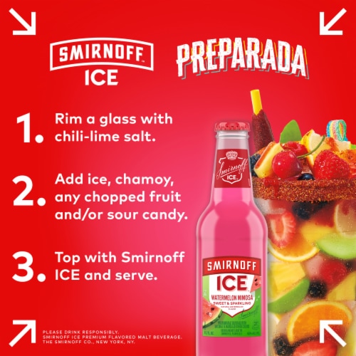 Smirnoff Ice Watermelon Mimosa Flavored Hard Beverage Perspective: top