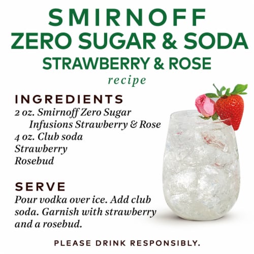 Smirnoff Zero Sugar Infusions Strawberry & Rose (Vodka Infused With Natural Flavors) Perspective: top