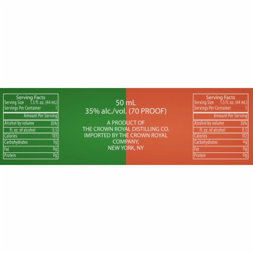 Crown Royal Regal Apple Flavored Whisky & Crown Royal Peach Flavored Whisky 50 mL 10 Pack Perspective: top