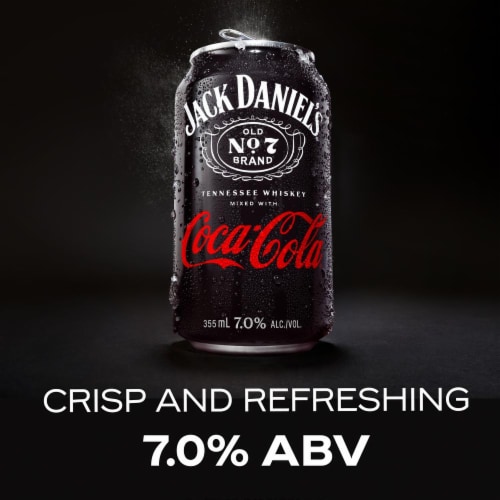 Jack Daniel's Tennessee Whiskey & Coca-Cola Ready to Drink Cocktail Perspective: top
