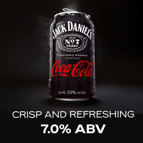 Jack Daniel's Tennessee Whiskey & Coca-Cola Ready to Drink Cocktail Perspective: top
