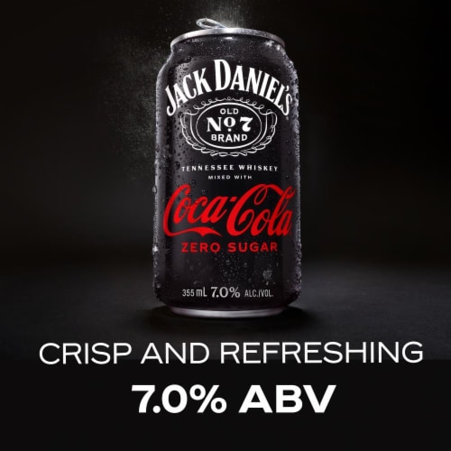 Jack Daniel's Tennessee Whiskey & Coca-Cola Ready to Drink Cocktail Perspective: top
