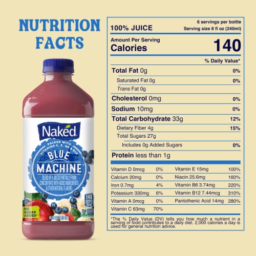 Naked Juice Blue Machine Flavored 100% Juice Smoothie Blend Perspective: top