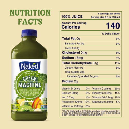 Naked Juice Green Machine Flavored 100% Juice Smoothie Blend Perspective: top