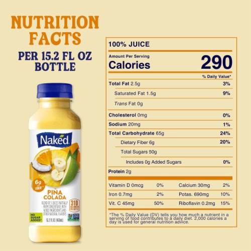 Naked Juice Piña Colada Flavored 100% Fruit Smoothie Blend Perspective: top