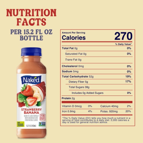 Naked® Juice Strawberry Banana Fruit Smoothie Drink Perspective: top