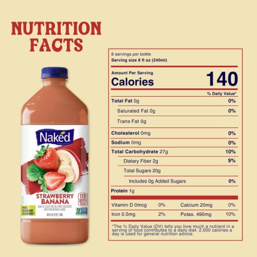Naked Juice Strawberry Banana Flavored 100% Fruit Smoothie Blend Perspective: top