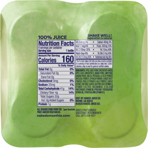 Naked® Boosted Green Machine Juice Smoothie Perspective: top