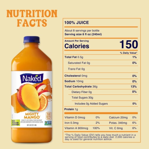 Naked Smoothie Mighty Mango Flavored 100% Fruit Smoothie Blend Perspective: top