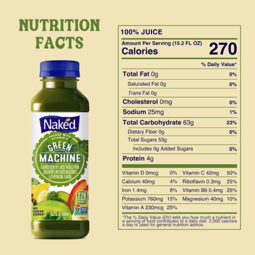 Naked Juice Green Machine Flavored 100% Juice Smoothie Blend Perspective: top