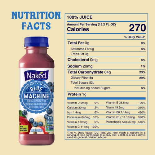 Naked Juice Blue Machine Flavored 100% Juice Smoothie Blend Perspective: top