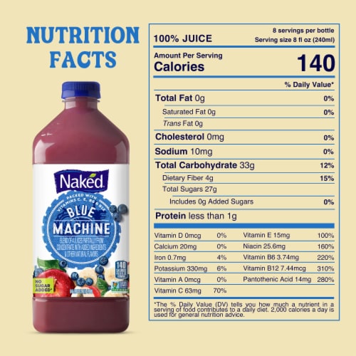 Naked Juice Blue Machine Flavored 100% Juice Smoothie Blend Perspective: top