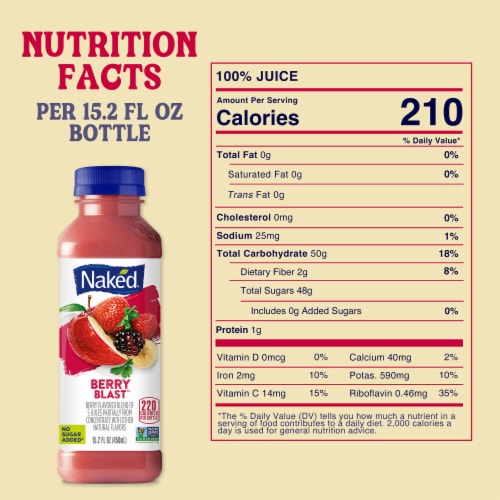 Naked Juice Berry Blast Flavored 100% Fruit Smoothie Blend Perspective: top