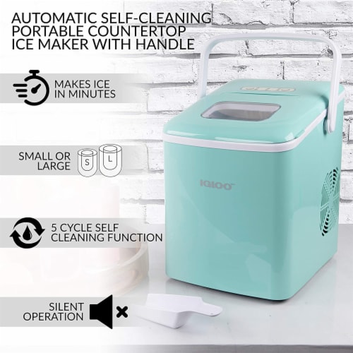 Igloo Automatic Self-Cleaning Portable Countertop Ice Maker with Handle - Aqua Perspective: top