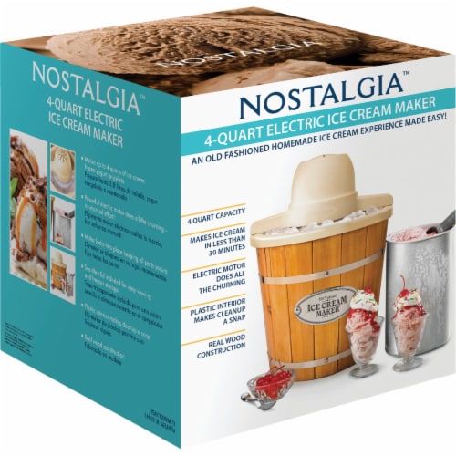 Nostalgia 4-Quart Electric Wood Bucket Ice Cream Maker