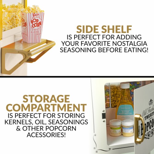 Nostalgia Candy & Snack Dispensing Popcorn Cart - Ivory Perspective: top