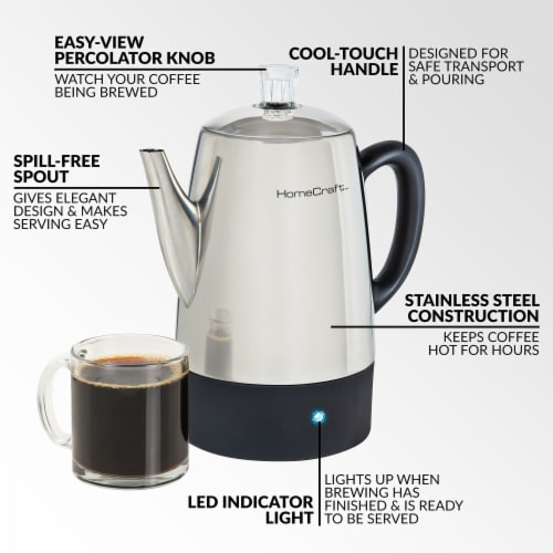 HomeCraft Stainless Steel Coffee Percolator Perspective: top