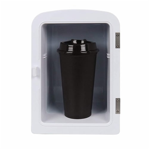 Nostalgia Six Can Single Door Retro Round Refrigerator - Black Perspective: top