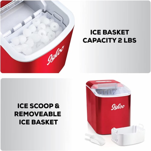 Igloo Automatic Portable Countertop Ice Maker - Retro Red Perspective: top