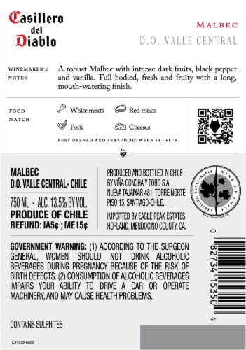 Casillero del Diablo Malbec Chile Red Wine Perspective: top