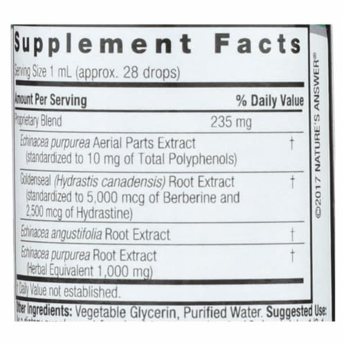 Nature's Answer Echinacea & Goldenseal Alcohol-Free - 1 fl oz (30 ml) Perspective: top