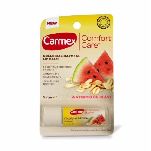 Carmex Comfort Care Colloidal Oatmeal Lip Balm Stick, Watermelon Blast, 0.15 oz Perspective: top