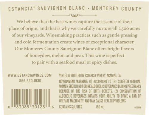 Estancia Sauvignon Blanc White Wine