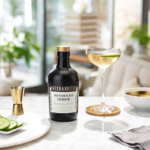 Batch & Bottle Hendrick's Gin Martini Ready to Drink Cocktail Single Bottle Perspective: top