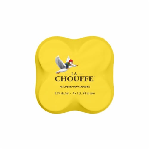 La Chouffe Golden Ale Import Beer 4pk Cans Perspective: top